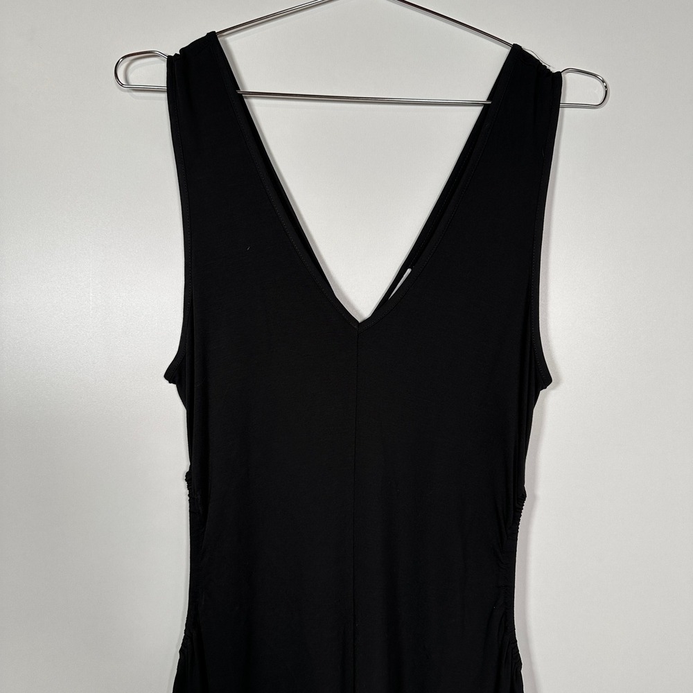 Madison The Label Melody Dress Black V-Neck Side Cut outs Ruched Maxi Large NEW - Picture 2 of 10